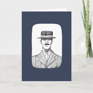 Creepy Man Throat-tatuering med mth pooky Goth art Kort