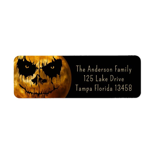 Creepy Måne Returadress Etikett (Framsidan)