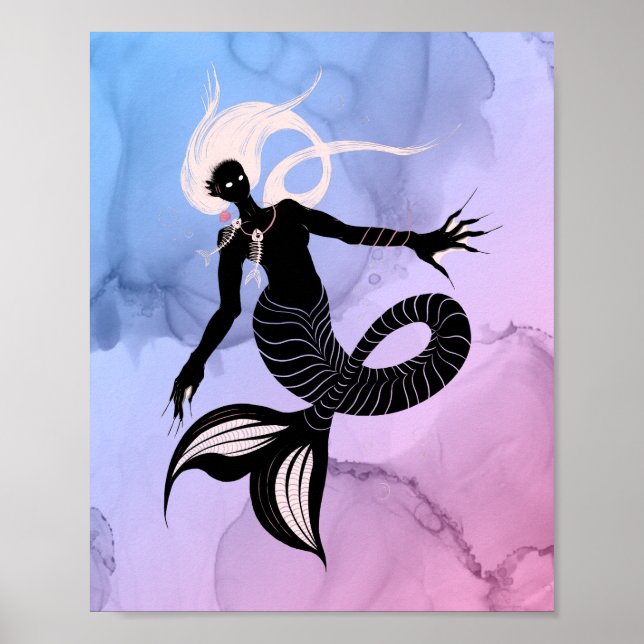 Creepy Mermaid Dark Fantasy Monster Goth Poster (Framsidan)