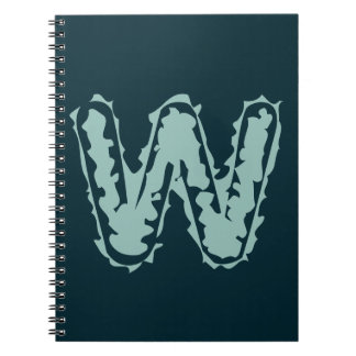 Creepy Monogram Mint-Grönt på Deep Blue Anteckningsbok