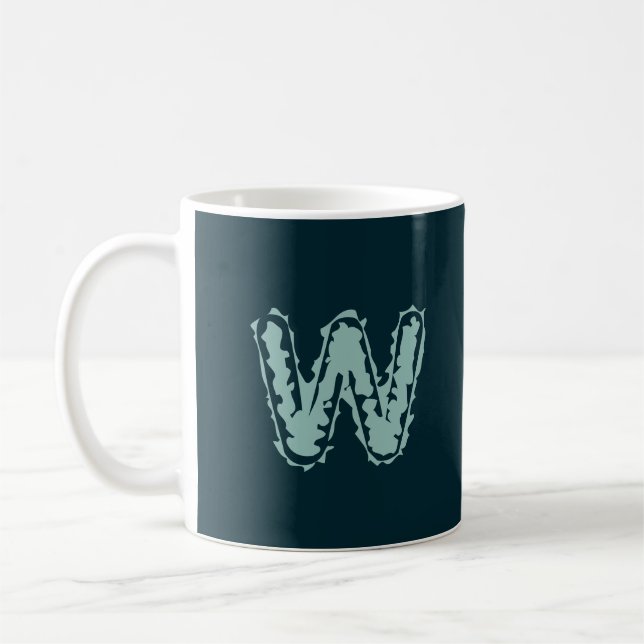 Creepy Monogram Mint-Grönt på Deep Blue Kaffemugg (Vänster)