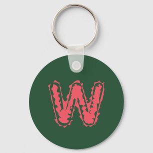 Creepy Monogram - Rosa på Grönten Nyckelring