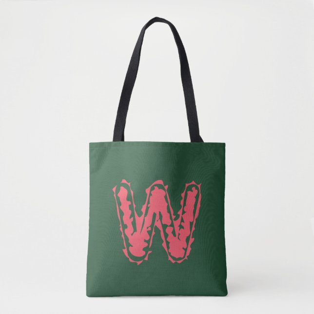 Creepy Monogram - Rosa på Grönten Tygkasse (Framsida)