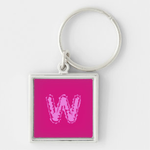 Creepy Monogram Rosa på Rosa Fyrkantig Silverfärgad Nyckelring