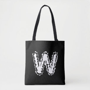 Creepy Monogram White på Black Tygkasse