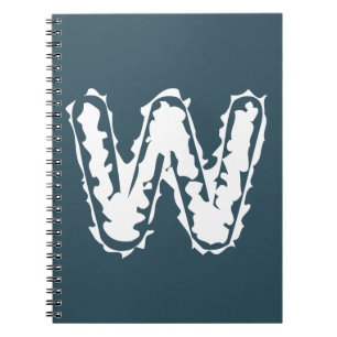 Creepy Monogram White på Blue Anteckningsbok