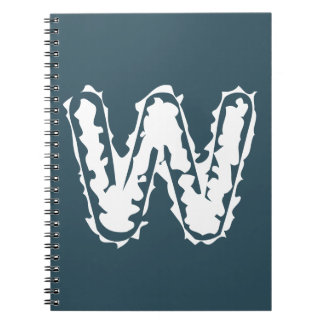 Creepy Monogram White på Blue Anteckningsbok