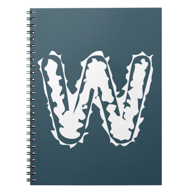 Creepy Monogram White på Blue Anteckningsbok (Framsidan)