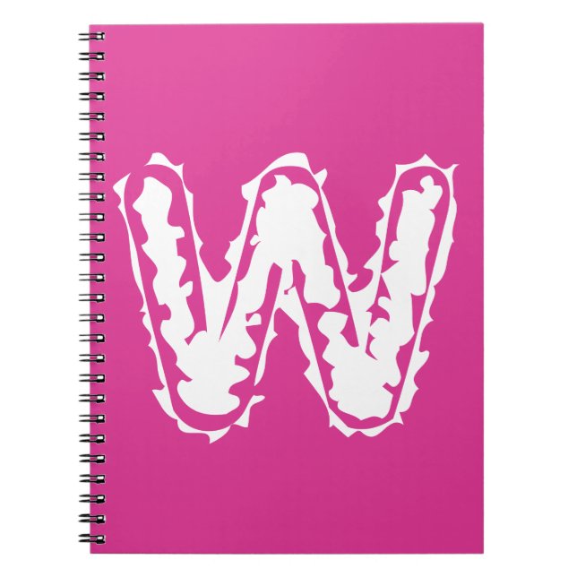 Creepy Monogram White på Rosa Anteckningsbok (Framsidan)