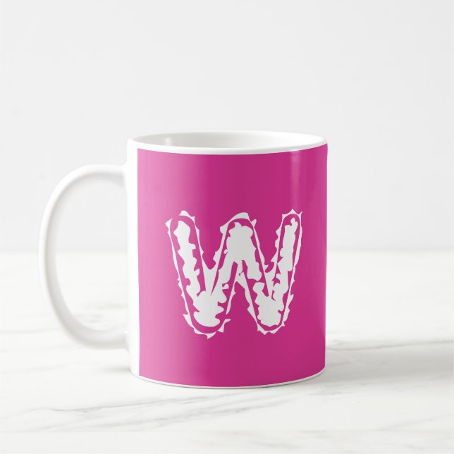 Creepy Monogram White på Rosa Kaffemugg (Vänster)