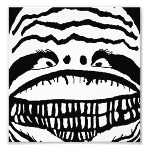 Creepy Monster Black and White Close Teckning Fototryck