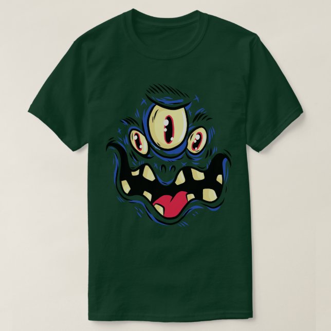 Creepy monster med tre ögon t shirt (Design framsida)