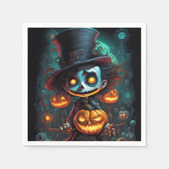 Creepy Monster och Jack-O-Lanternor Pappersservett (Framsidan)