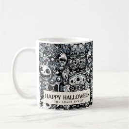Creepy Monsters Black and White Halloween Kaffemugg