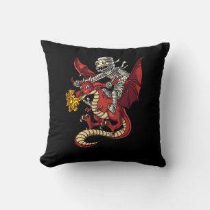 Creepy Mummy Riding Magic Dragon Halloween Kudde
