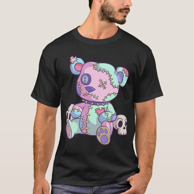 Creepy Nalle Kawaii Rosa Pastel Goth Cute T Shirt (Framsida)