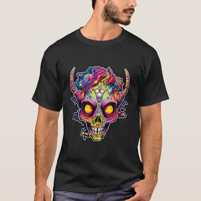 Creepy neon tusdemon t shirt (Framsida)