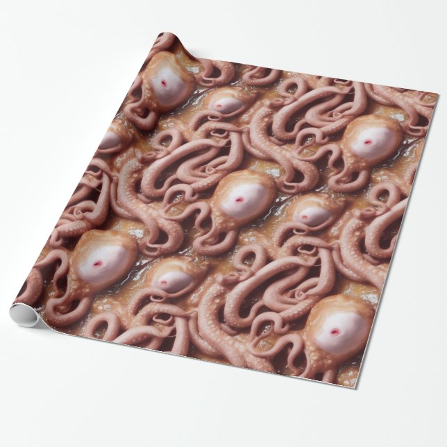 Creepy och Gross Alien Eyeball och Tentacle Stew Presentpapper (Utrullad)