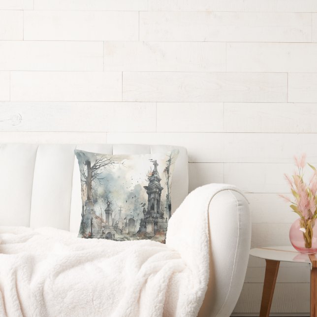 Creepy och Spooky Cemetery Halloween Kudde (Soffa)