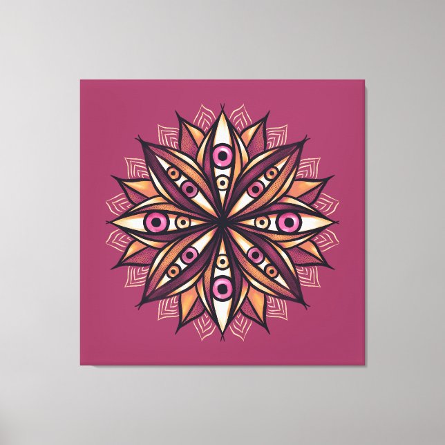 Creepy Ögon Psychedelic Flower Trippy Art Canvastryck (Framsida)