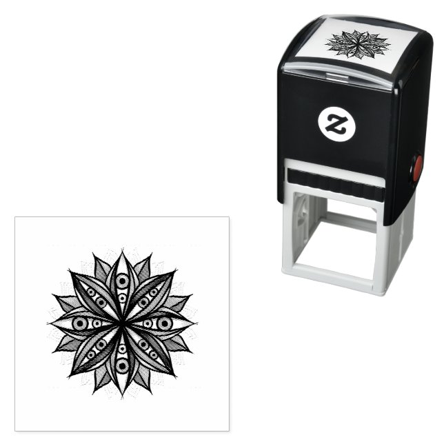 Creepy Ögon Psychedelic Flower Trippy Art Självfärgande Stämpel (In Situ)