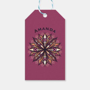 Creepy Ögon Psychedelic Flower Trippy Namn Presentetikett