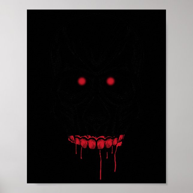 Creepy Ögon Skull med tänder och röd Ögon Hallowee Poster (Framsidan)