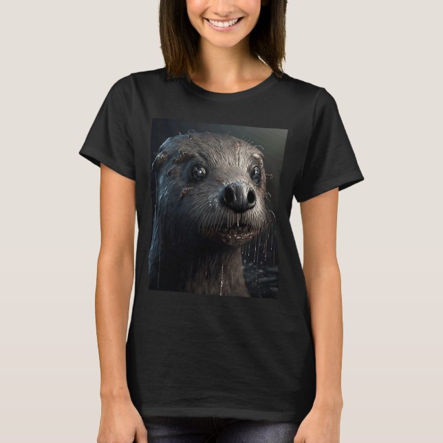 Creepy Otter Creature Spooky Zombie Otter 2 T Shirt (Framsida)