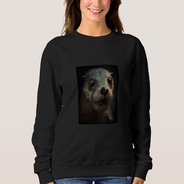 Creepy Otter Creature Spooky Zombie Otter  3 T Shirt (Framsida)