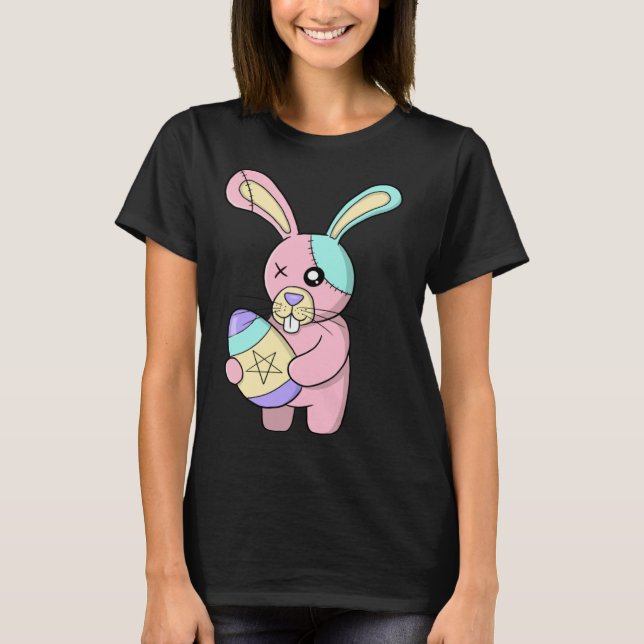 Creepy Pastel Goth Easter Bunny Cute T Shirt (Framsida)
