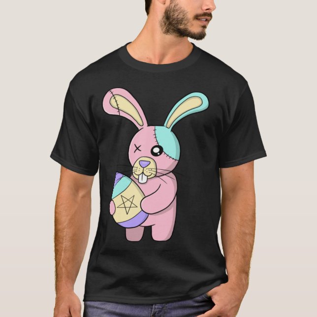 Creepy Pastel Goth Easter Bunny Cute T Shirt (Framsida)