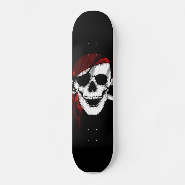 Creepy Pirat Skull och Crossbone Skateboard Bräda 20,5 Cm (Framsida)