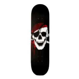 Creepy Pirat Skull och Crossbone Skateboard Bräda 20,5 Cm
