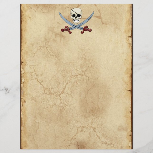 Creepy Pirat Skull och korsade skärlass (Framsida)