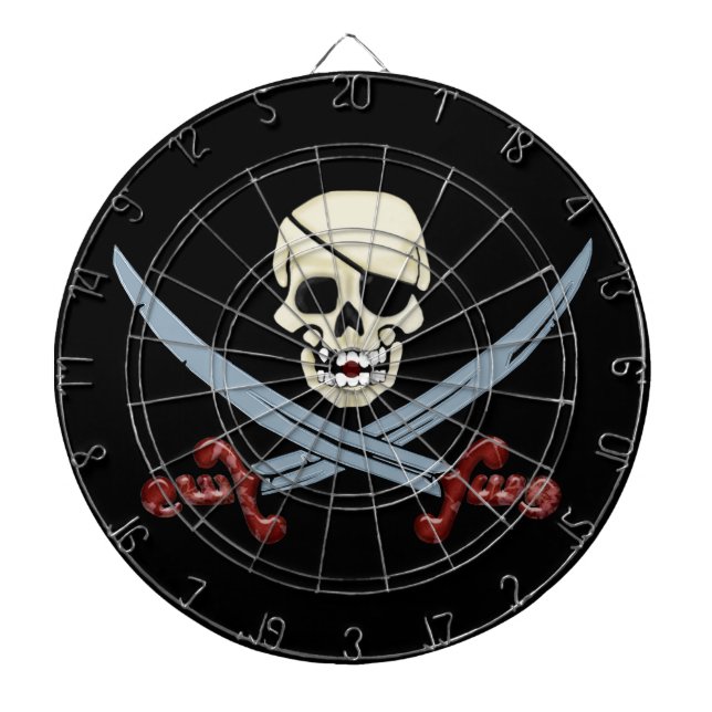 Creepy Pirat Skull och korsade skärlass Piltavla (Framsidan)