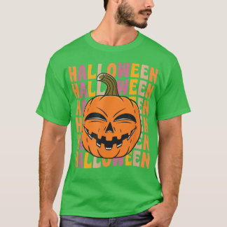 Creepy Pumpkin 70s 80-tal Retro Vintage Stil Hallo T Shirt