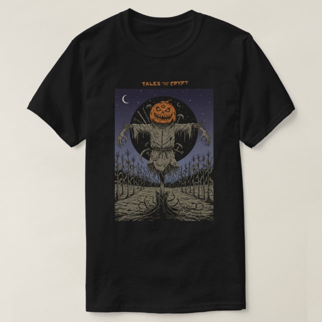 Creepy Pumpkin Fågelskrämma Halloween Horror T Shirt (Design framsida)