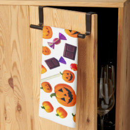 Creepy Pumpkin Halloween Kitchen Towel Kökshandduk