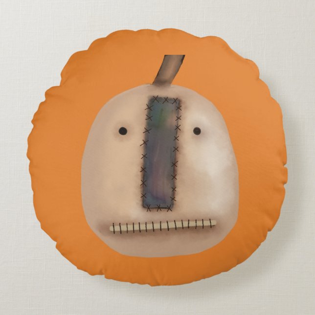 Creepy Pumpkin | Halloween Rund Kudde (Framsidan)