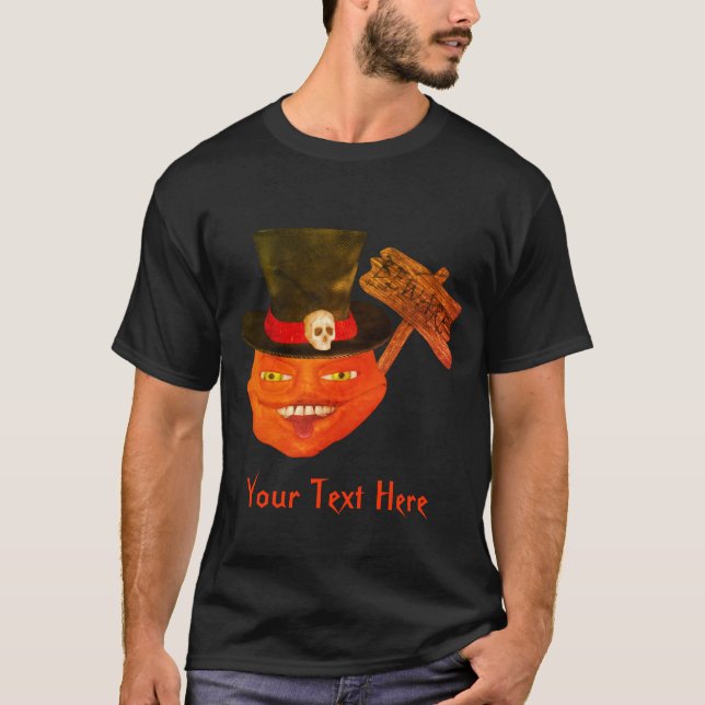 Creepy Pumpkin Head Halloween T Shirt (Framsida)