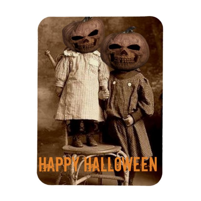 Creepy Pumpkin Head Kids Halloween Magnet (Vertikal)