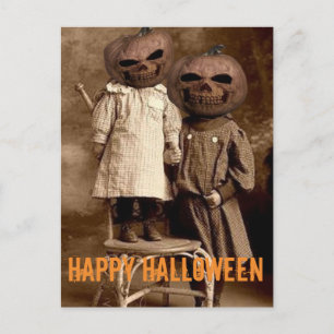 Creepy Pumpkin Head Kids Halloween-vykort Vykort
