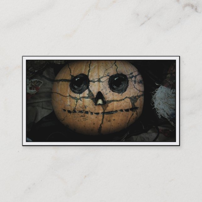 Creepy Pumpkin Jack-o-Lantern Visitkort (Framsida)