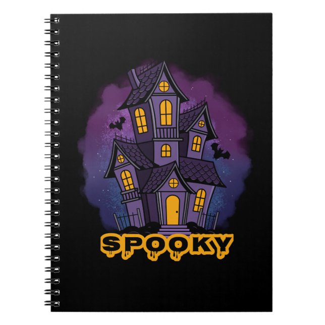 Creepy Purple Mansion Spooky Haunted House Anteckningsbok (Framsidan)