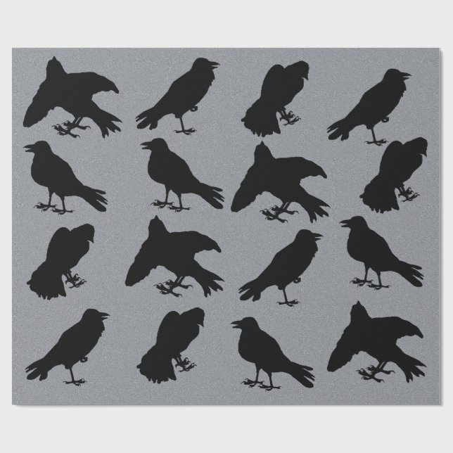 Creepy Raven Silhouettes Gothic Halloween Presentpapper (Platt)