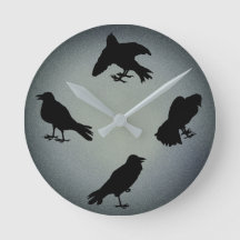 Creepy Raven Silhouettes Grått Halloween