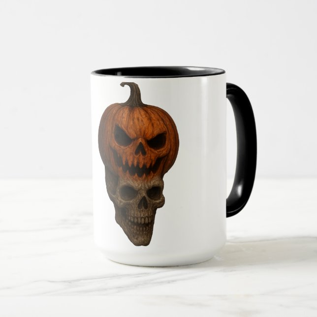 Creepy Realistic Halloween Pumpkin Skull Sticker Mugg (Framsida höger)