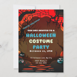Creepy Red Ligcape Grenar Sol Halloween Inbjudningar