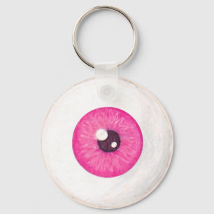 Creepy Rosa Eyeball Keychain Nyckelring
