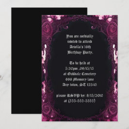Creepy Rosa Framed Black Spegel Sweet 16 Birthday Inbjudningar